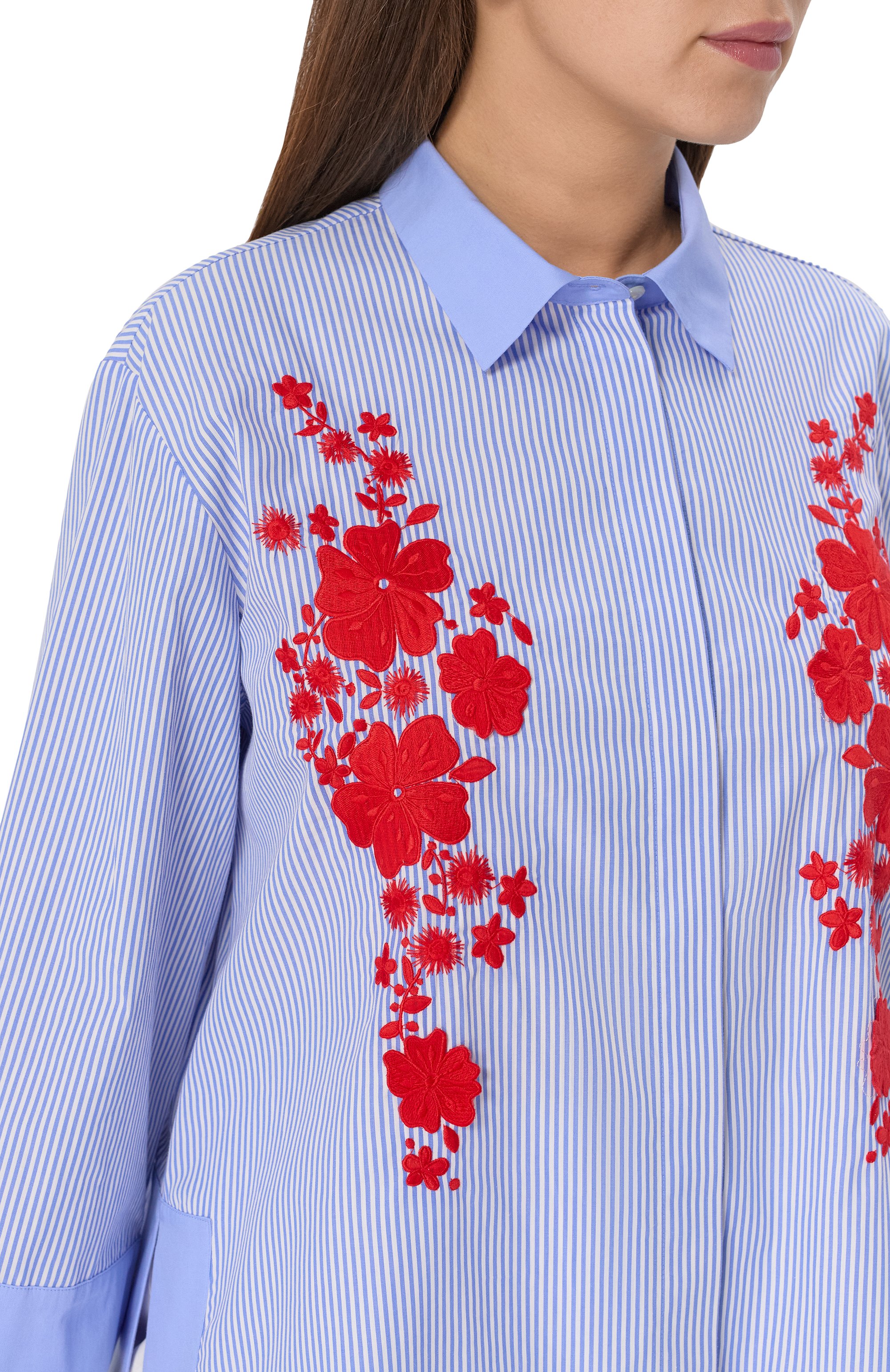 Хлопковая блузка MARINA SPORT голубого цвета по цене 39950 руб., арт. GELA, фото 5 Хлопковая блузка MARINA SPORT, арт. GELA, фото 5