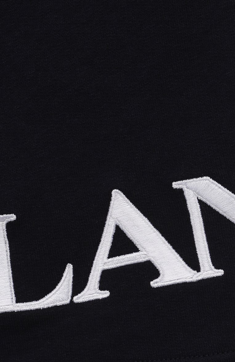 Детские хлопковые шорты LANVIN темно-синего цвета, арт. N24017 | Фото 3 (Материал внешний: Хлопок; Мальчики Кросс-КТ: Шорты-одежда; Региональные ограничения белый список (Axapta Mercury): RU; Нос: Не проставлено; Ростовка одежда: 10 - 11 лет | 140 - 146см, 12 лет | 152 см, 13 - 15 лет | 158 см, 8 лет | 128 см)