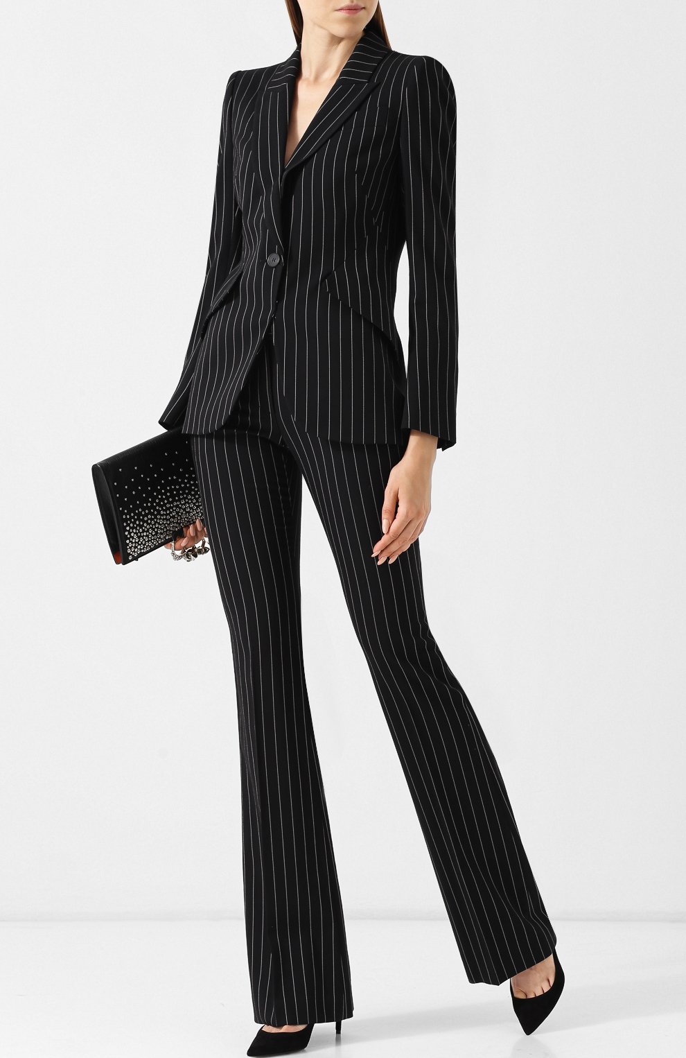 Расклешенные шерстяные брюки в полоску ALEXANDER MCQUEEN, арт. 530060/QLJ05, фото 2