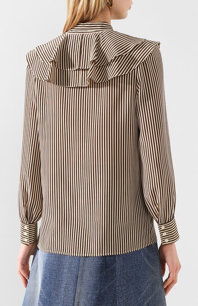 Шелковая блузка CELINE бежевого цвета по цене 170500 руб., арт. 2B213104J, фото 4 Шелковая блузка CELINE, арт. 2B213104J, фото 4