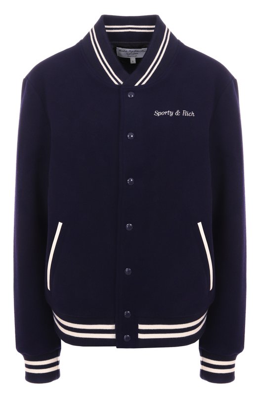 Шерстяной бомбер Sporty & Rich x Hotel du Cap-Eden-Roc Sporty and Rich 0W03160666BL106 Синий 0W03160666BL106