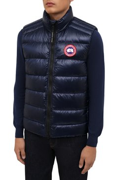 Мужской пуховый жилет crofton CANADA GOOSE темно-синего цвета, арт. 2229M | Фото 3 (Кросс-КТ: Куртка, Пуховик; Материал внешний: Синтетический материал; Материал сплава: Проставлено; Стили: Спорт-шик; Материал подклада: Синтетический материал; Драгоценные камни: Проставлено; Длина (верхняя одежда): Короткие; Материал утеплителя: Пух и перо)