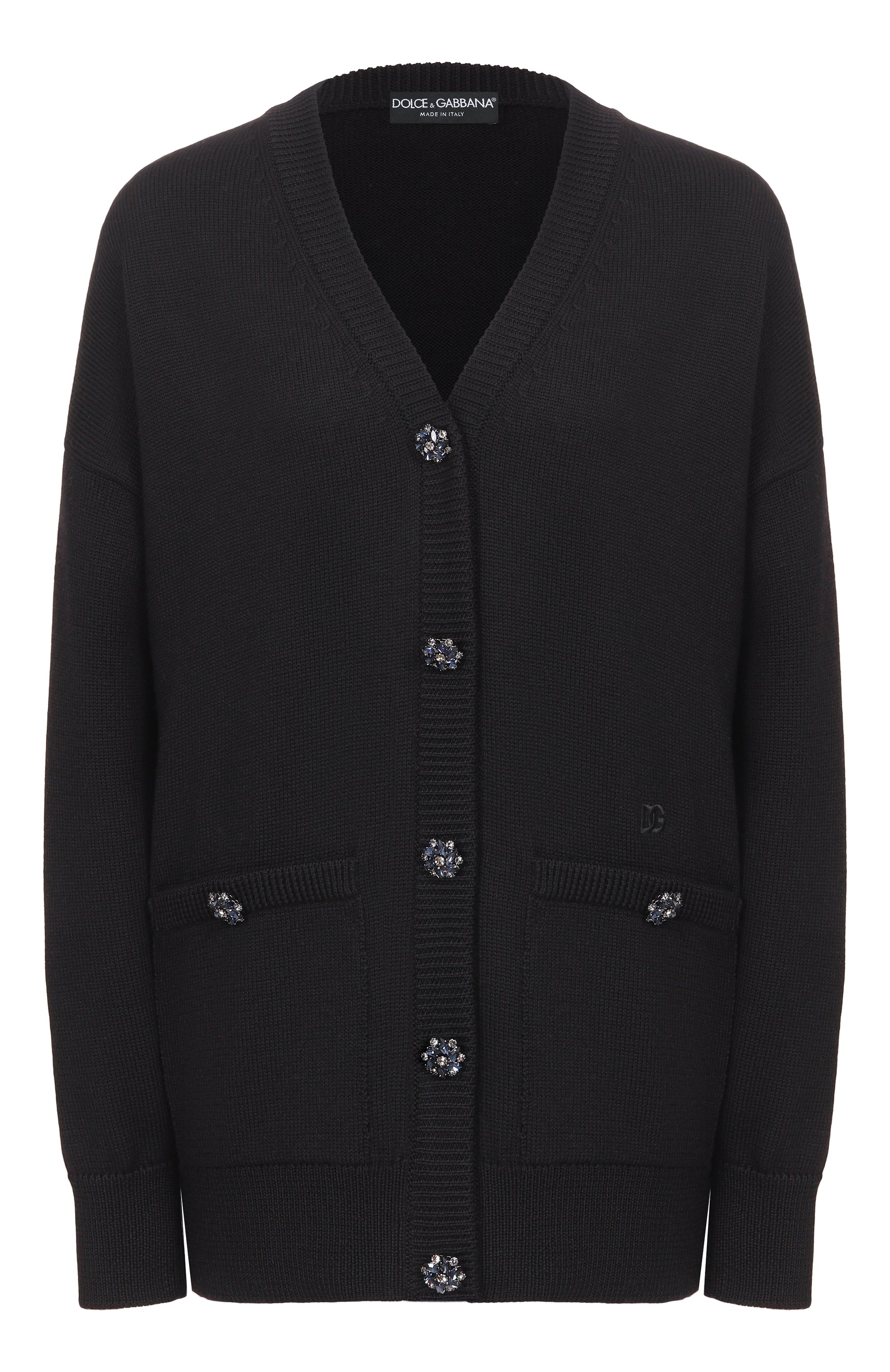 Шерстяной кардиган DOLCE & GABBANA черного цвета по цене 363000 руб., арт. FXVDFZ/JDVGC, фото 1 Шерстяной кардиган DOLCE & GABBANA, арт. FXVDFZ/JDVGC, фото 1