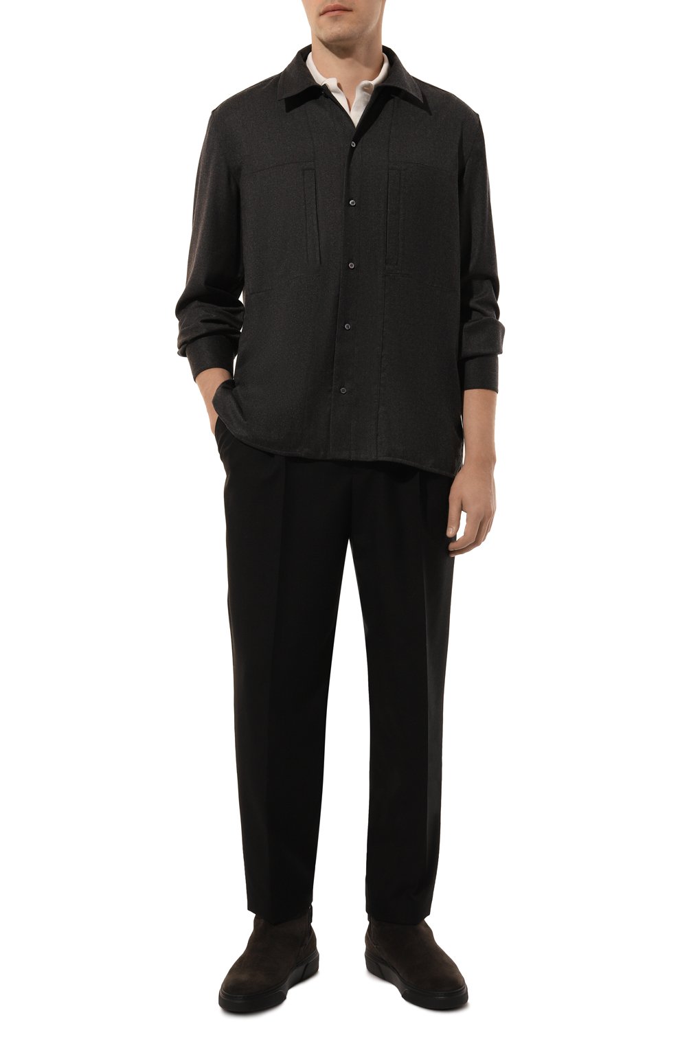 Рубашка из шерсти и шелка ZILLI, арт. SP0B01M024091001U, фото 2