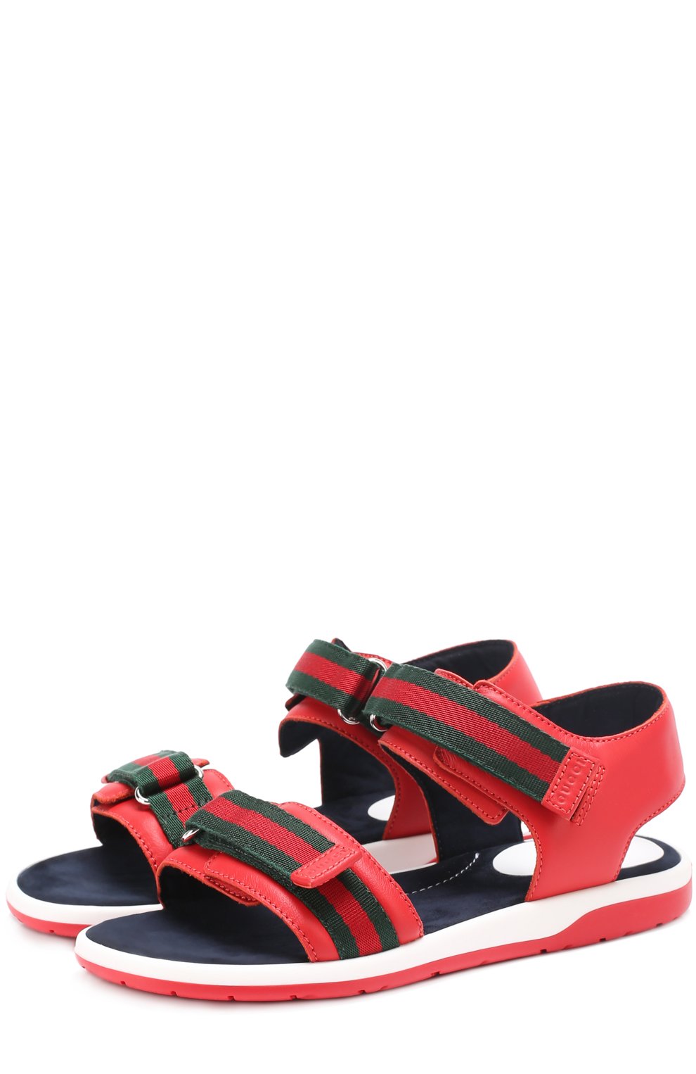Кожаные сандалии с застежками велькро GUCCI, арт. 257761/BLN10, фото 1