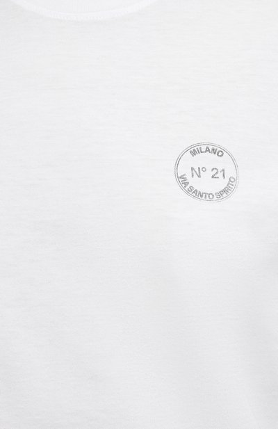 Хлопковая футболка N21 белого цвета по цене 12950 руб., арт. 21E N2S0/F081/4157, фото 5 Хлопковая футболка N21, арт. 21E N2S0/F081/4157, фото 5