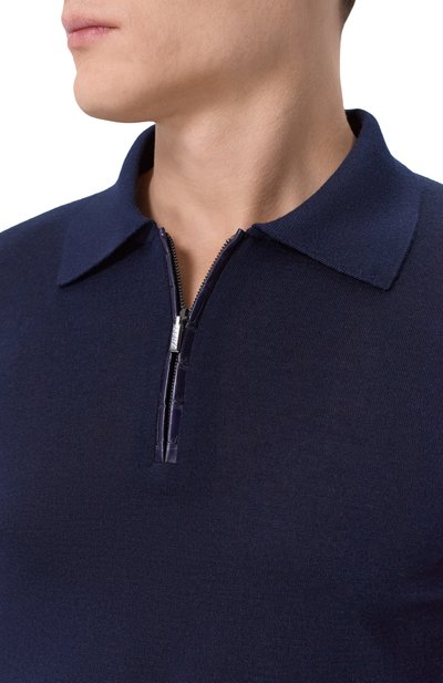 Поло из кашемира и шелка с отделкой из кожи аллигатора ZILLI темно-синего цвета по цене 231500 руб., арт. KZP001M0340VZL000, фото 5 Поло из кашемира и шелка с отделкой из кожи аллигатора ZILLI, арт. KZP001M0340VZL000, фото 5