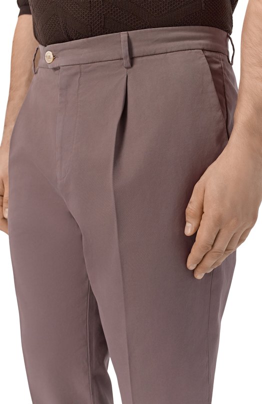 Хлопковые брюки Brunello Cucinelli M252DE1450 Коричневый  M252DE1450 Фото 5