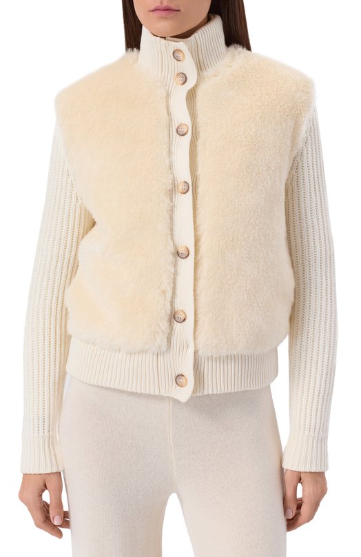 Комбинированный кардиган Gran Sasso 13225/12885 Кремовый  13225/12885 Фото 3