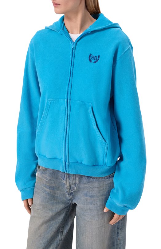 Хлопковая толстовка Balenciaga 851236/TSVC6 Голубой  851236/TSVC6 Фото 3