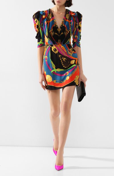 Платье с принтом VERSACE черного цвета по цене 299500 руб., арт. A85337/A233265, фото 2 Платье с принтом VERSACE, арт. A85337/A233265, фото 2