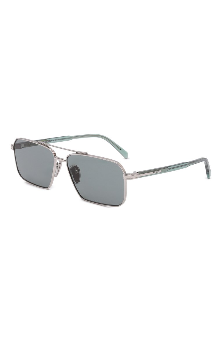 Мужские солнцезащитные очки PRADA зеленого цвета, арт. A57S-1BC10G | Фото 1 (Нос: Не проставлено; Региональные ограничения белый список (Axapta Mercury): Не проставлено; Кросс-КТ: С/з-мужское; Тип очков: С/з; Материал: Металл; Оптика Гендер: оптика-мужское; Очки форма: Авиаторы)