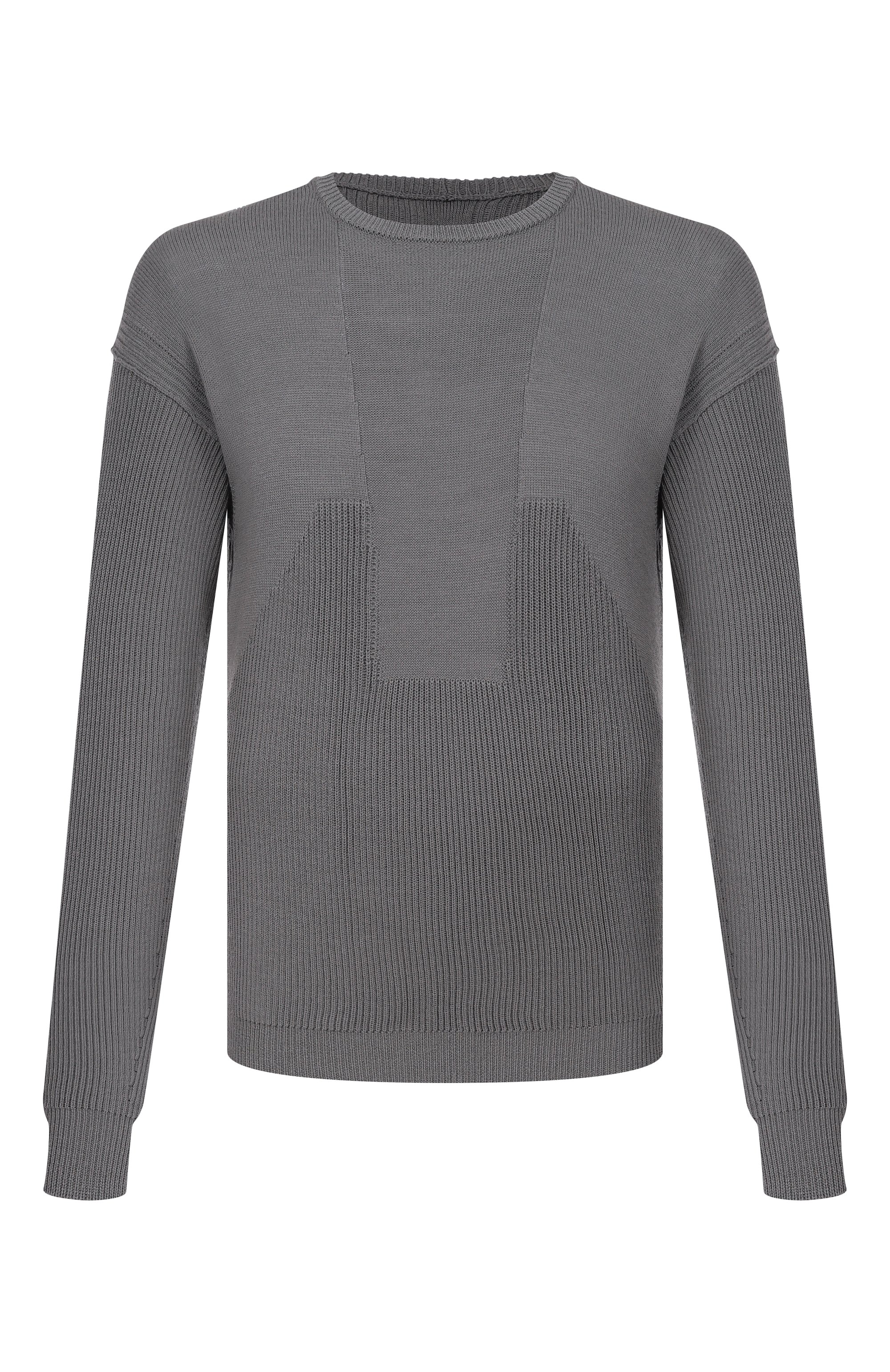 Шерстяной свитер RICK OWENS серого цвета по цене 114000 руб., арт. RU01F2615/KWVH, фото 1 Шерстяной свитер RICK OWENS, арт. RU01F2615/KWVH, фото 1