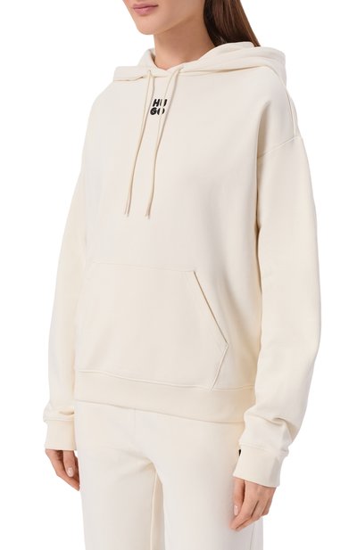 Хлопковое худи HUGO кремового цвета по цене 14900 руб., арт. 50522423, фото 3 Хлопковое худи HUGO, арт. 50522423, фото 3