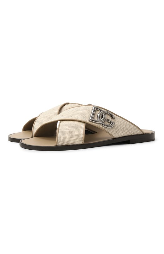 Текстильные шлепанцы Dolce & Gabbana A80524/AD504 Бежевый A80524/AD504