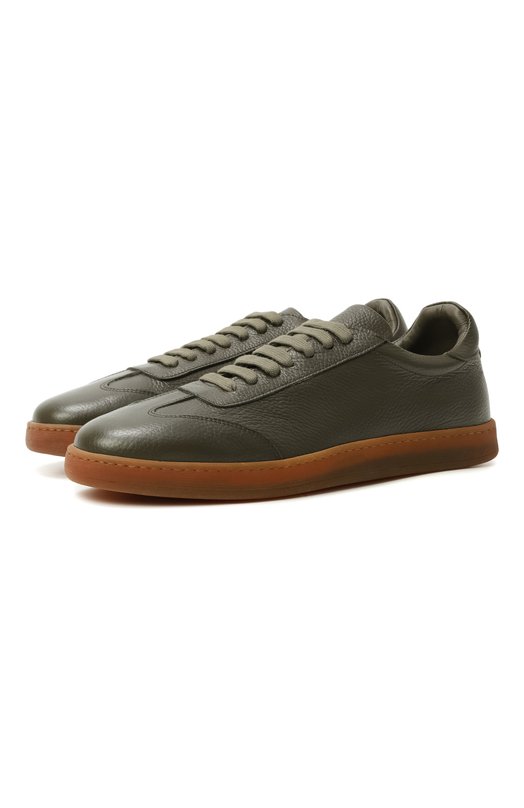 Кожаные кеды Corneliani 26TM60-2620933 Хаки 26TM60-2620933