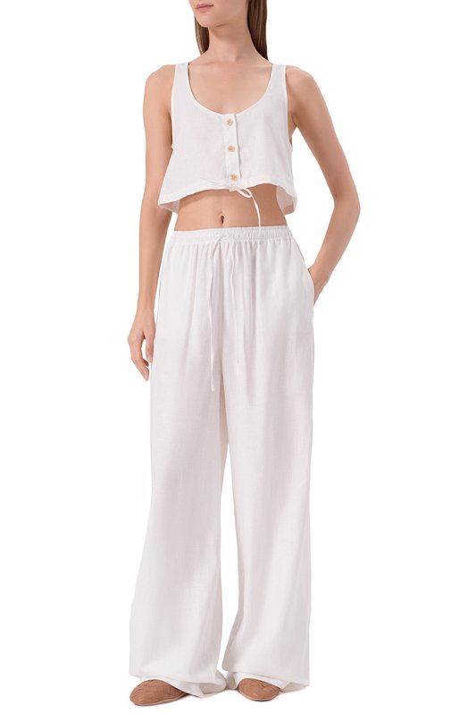 Брюки изо льна и вискозы EDOMO T006118SS25 Белый  T006118SS25 Фото 2
