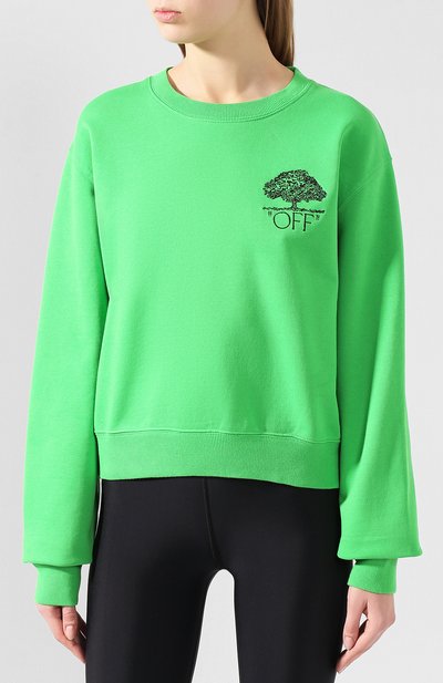 Хлопковый свитшот OFF-WHITE зеленого цвета по цене 38250 руб., арт. 0WBA026F190030684010, фото 3 Хлопковый свитшот OFF-WHITE, арт. 0WBA026F190030684010, фото 3