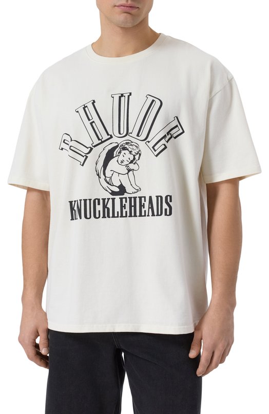 Хлопковая футболка Rhude RHFW25TT05012 Кремовый  RHFW25TT05012 Фото 3