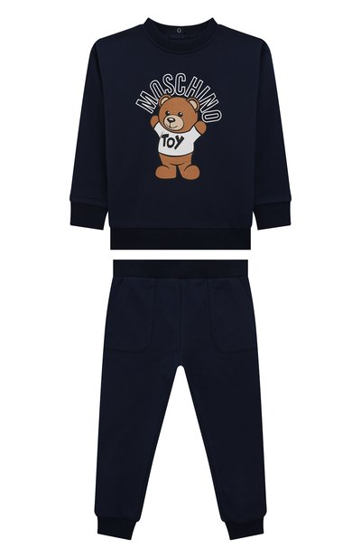 Комплект из свитшота и брюк MOSCHINO темно-синего цвета по цене 17800 руб., арт. MUK03P/LCA40, фото 1 Комплект из свитшота и брюк MOSCHINO, арт. MUK03P/LCA40, фото 1