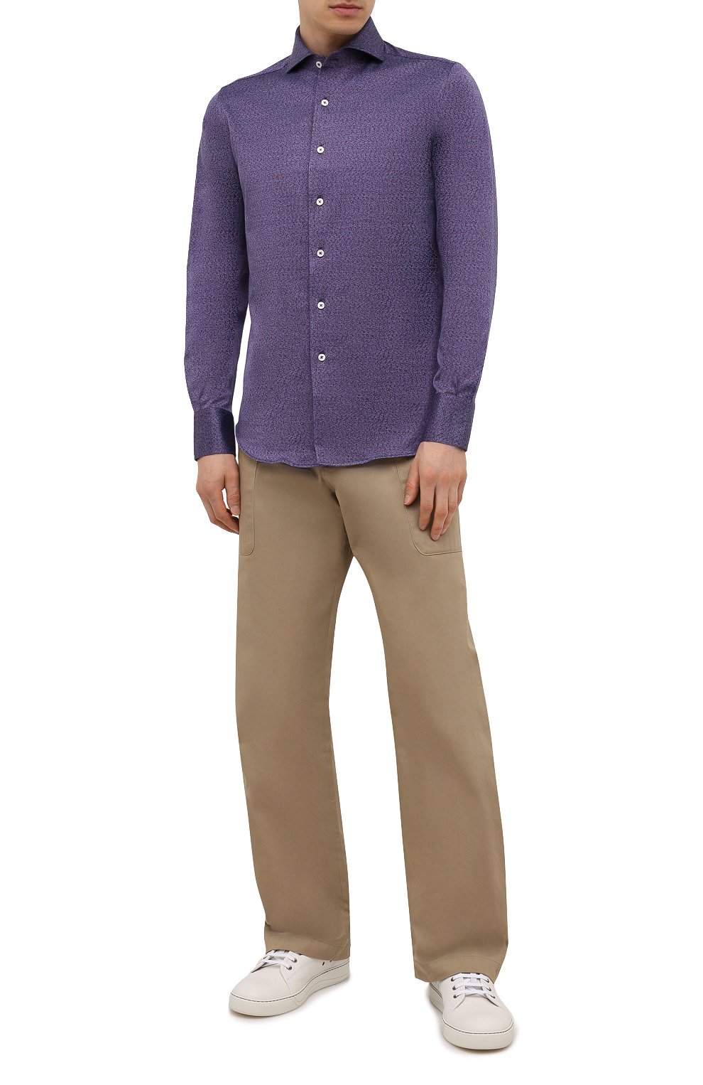 Хлопковая рубашка CANALI фиолетового цвета по цене 25500 руб., арт. L756/GN02381, фото 2 Хлопковая рубашка CANALI, арт. L756/GN02381, фото 2