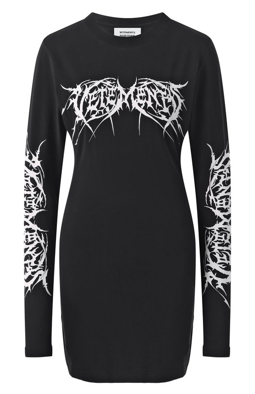 Хлопковое платье VETEMENTS WA66DR630BW Чёрный WA66DR630BW