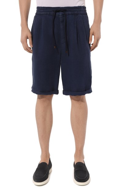 Льняные шорты BRUNELLO CUCINELLI темно-синего цвета по цене 83800 руб., арт. M243DU0020, фото 3 Льняные шорты BRUNELLO CUCINELLI, арт. M243DU0020, фото 3