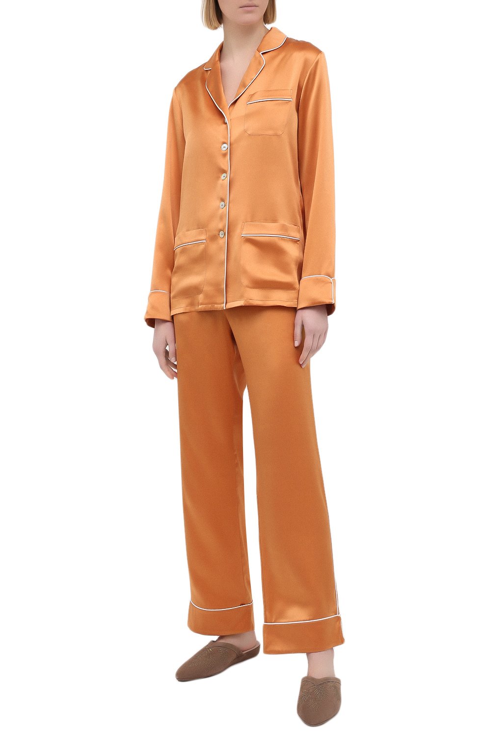 Шелковая пижама OLIVIA VON HALLE оранжевого цвета по цене 62450 руб., арт. PS2113, фото 1 Шелковая пижама OLIVIA VON HALLE, арт. PS2113, фото 1