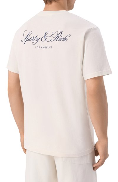 Хлопковая футболка SPORTY AND RICH кремового цвета по цене 12150 руб., арт. T011976269WH37, фото 4 Хлопковая футболка SPORTY AND RICH, арт. T011976269WH37, фото 4