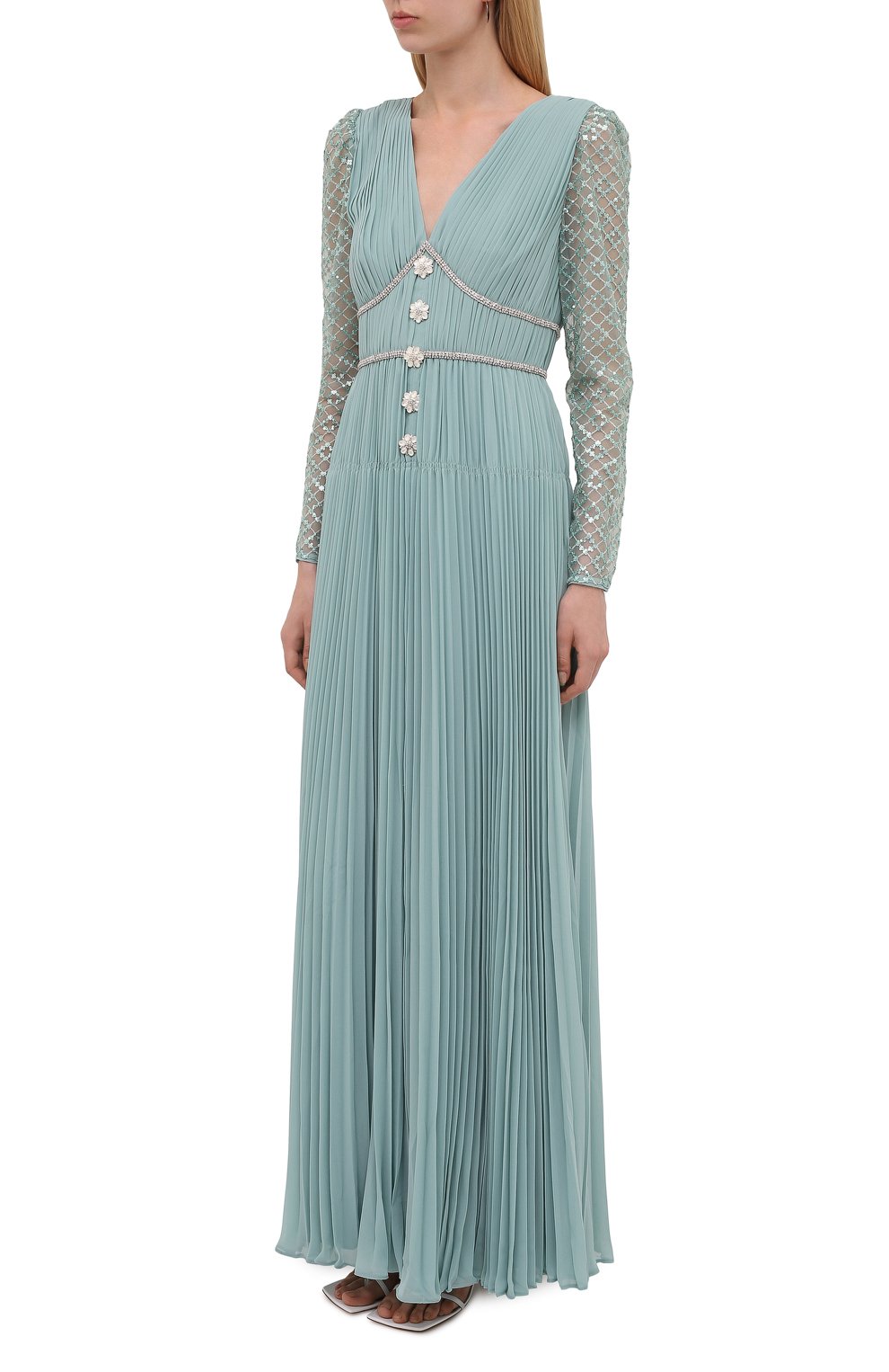 Платье SELF-PORTRAIT голубого цвета по цене 68500 руб., арт. PF21-060, фото 3 Платье SELF-PORTRAIT, арт. PF21-060, фото 3