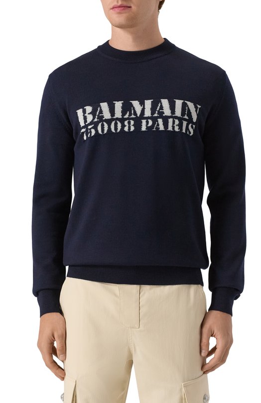Шерстяной джемпер Balmain FH1KD000/KI84 Синий  FH1KD000/KI84 Фото 3