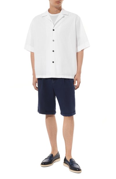 Льняные шорты BRUNELLO CUCINELLI темно-синего цвета по цене 95700 руб., арт. M243DU0020, фото 2 Льняные шорты BRUNELLO CUCINELLI, арт. M243DU0020, фото 2