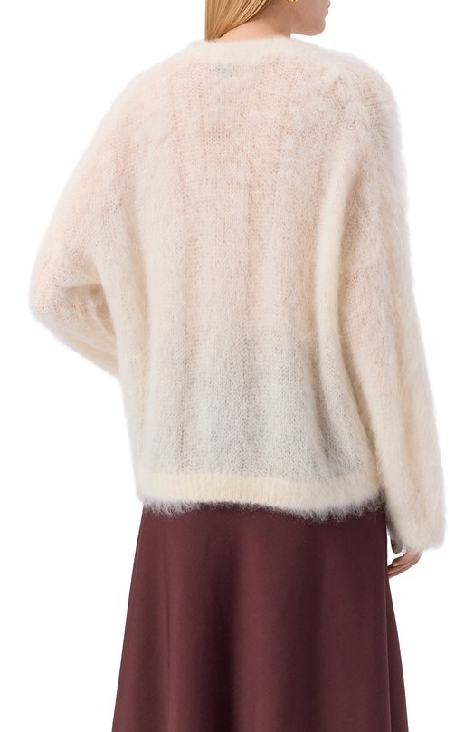 Свитер из шерсти и шелка Brunello Cucinelli MLD346100 Кремовый  MLD346100 Фото 4