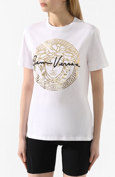 Хлопковая футболка VERSACE белого цвета по цене 29950 руб., арт. A85760/A228806, фото 3 Хлопковая футболка VERSACE, арт. A85760/A228806, фото 3