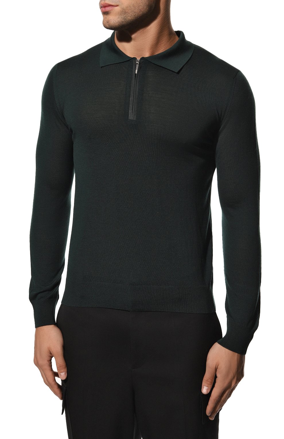 Шерстяное поло ANDREA CAMPAGNA темно-зеленого цвета по цене 53450 руб., арт. WU92-090A-FB00, фото 3 Шерстяное поло ANDREA CAMPAGNA, арт. WU92-090A-FB00, фото 3