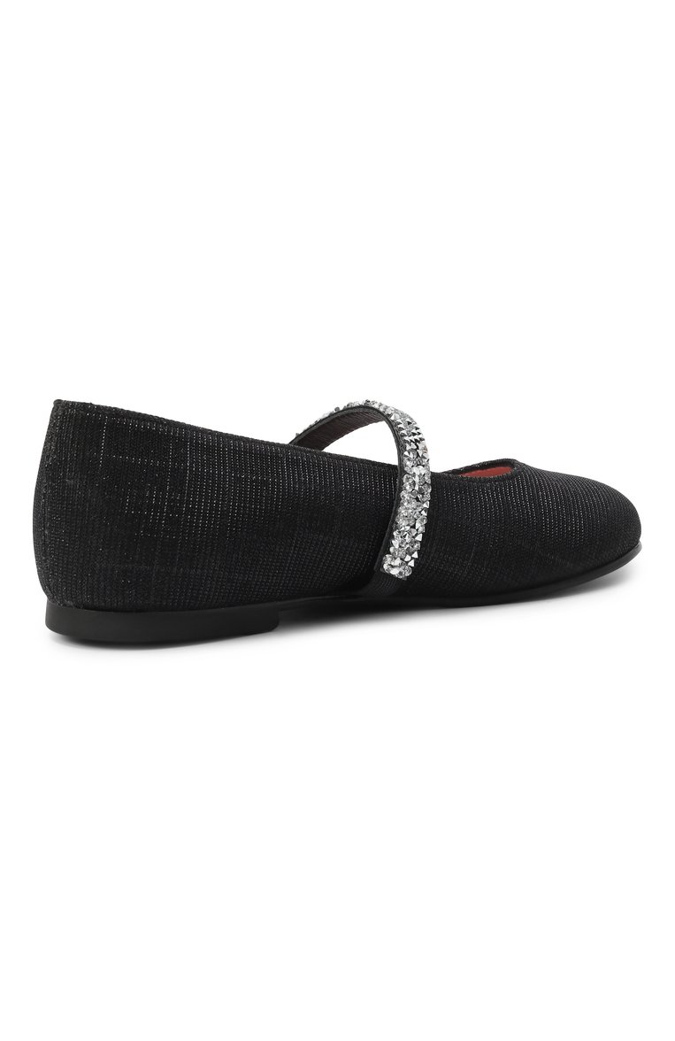 Детские текстильные балетки PRETTY BALLERINAS черного цвета, арт. 51794 | Фото 3 (Автоматизация состава: Проставлено; Материал внутренний: Натуральная кожа; Материал внешний: Текстиль; Нос: Не проставлено)