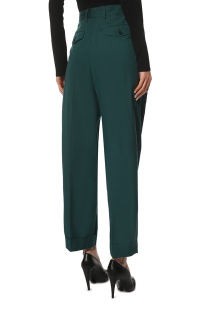 Хлопковые брюки DRIES VAN NOTEN темно-зеленого цвета по цене 59900 руб., арт. 221-010929-4046, фото 4 Хлопковые брюки DRIES VAN NOTEN, арт. 221-010929-4046, фото 4