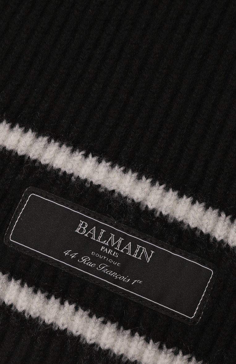 Детский шерстяной шарф BALMAIN черного цвета, арт. BV0P73 | Фото 2 (Материал: Шерсть, Текстиль; Нос: Не проставлено)