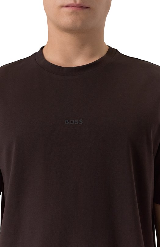Хлопковая футболка BOSS Orange 50473278 Коричневый  50473278 Фото 5