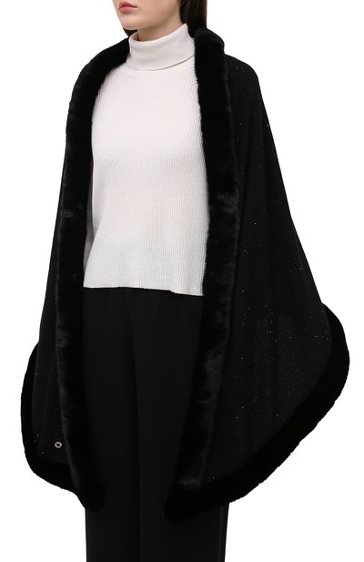 Кашемировая накидка LORO PIANA черного цвета по цене 1300000 руб., арт. FAL4632, фото 3 Кашемировая накидка LORO PIANA, арт. FAL4632, фото 3