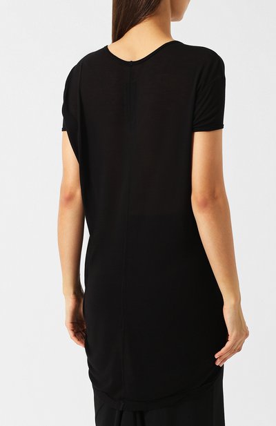 Удлиненная футболка из смеси вискозы и шелка RICK OWENS, арт. RP18F4206/JS, фото 4