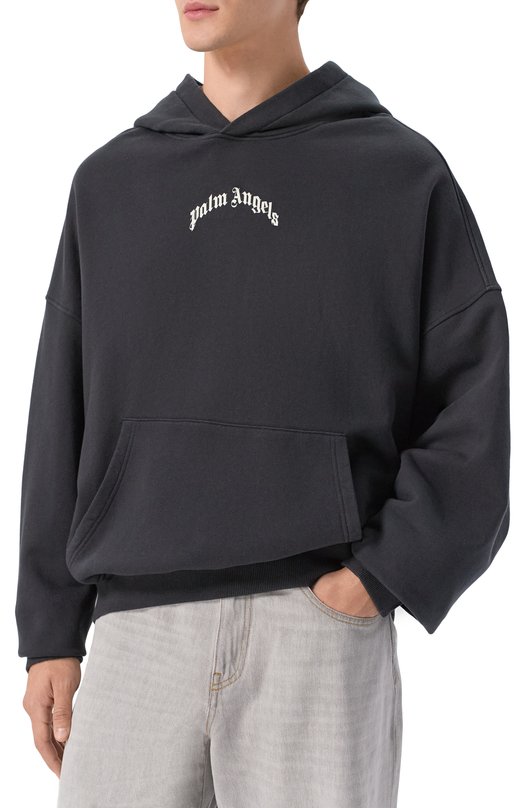 Хлопковое худи Palm Angels PMBB17EF25FLE004 Чёрный  PMBB17EF25FLE004 Фото 3