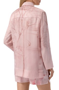 Женская атласная рубашка KITON розового цвета, арт. D58460K0926E10 | Фото 4 (Длина (для топов): Удлиненные; Рукава: Длинные; Материал внешний: Шелк; Принт: С принтом; Стили: Кэжуэл; Женское Кросс-КТ: Рубашка-одежда)