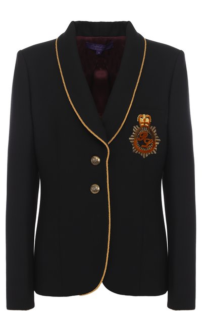 Женский жакет из смеси шерсти и шелка с контрастной отделкой RALPH LAUREN, арт. 290679453