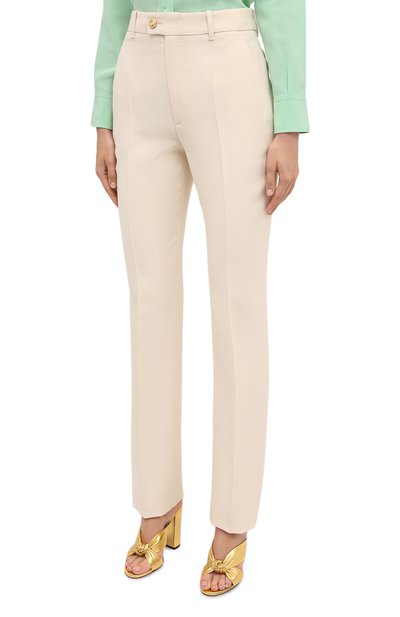Брюки из шелка и шерсти GUCCI белого цвета по цене 113760 руб., арт. 627880/ZAD88, фото 3 Брюки из шелка и шерсти GUCCI, арт. 627880/ZAD88, фото 3