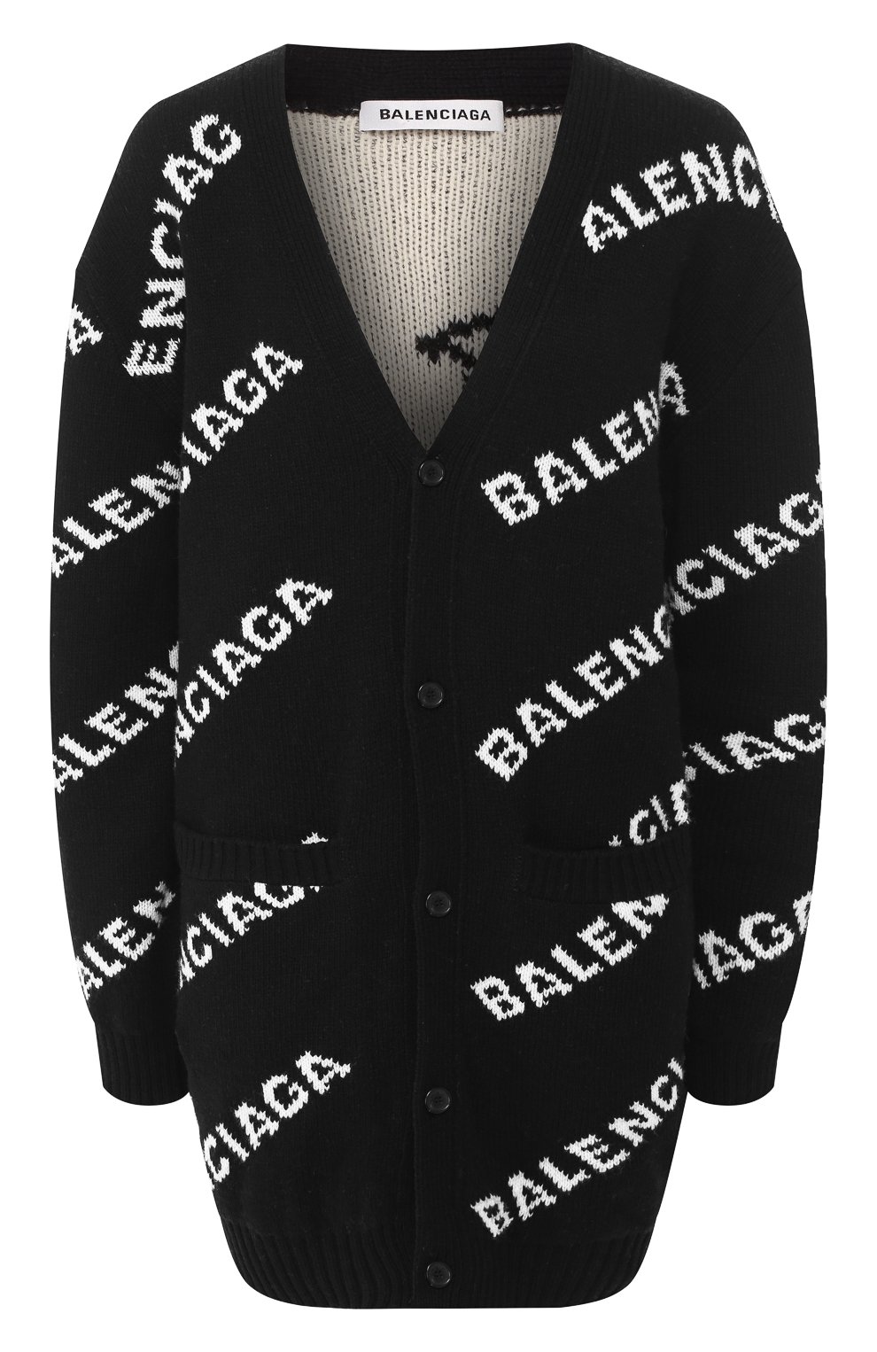 Шерстяной кардиган BALENCIAGA черно-белого цвета по цене 81900 руб., арт. 555275/T1471, фото 1 Шерстяной кардиган BALENCIAGA, арт. 555275/T1471, фото 1