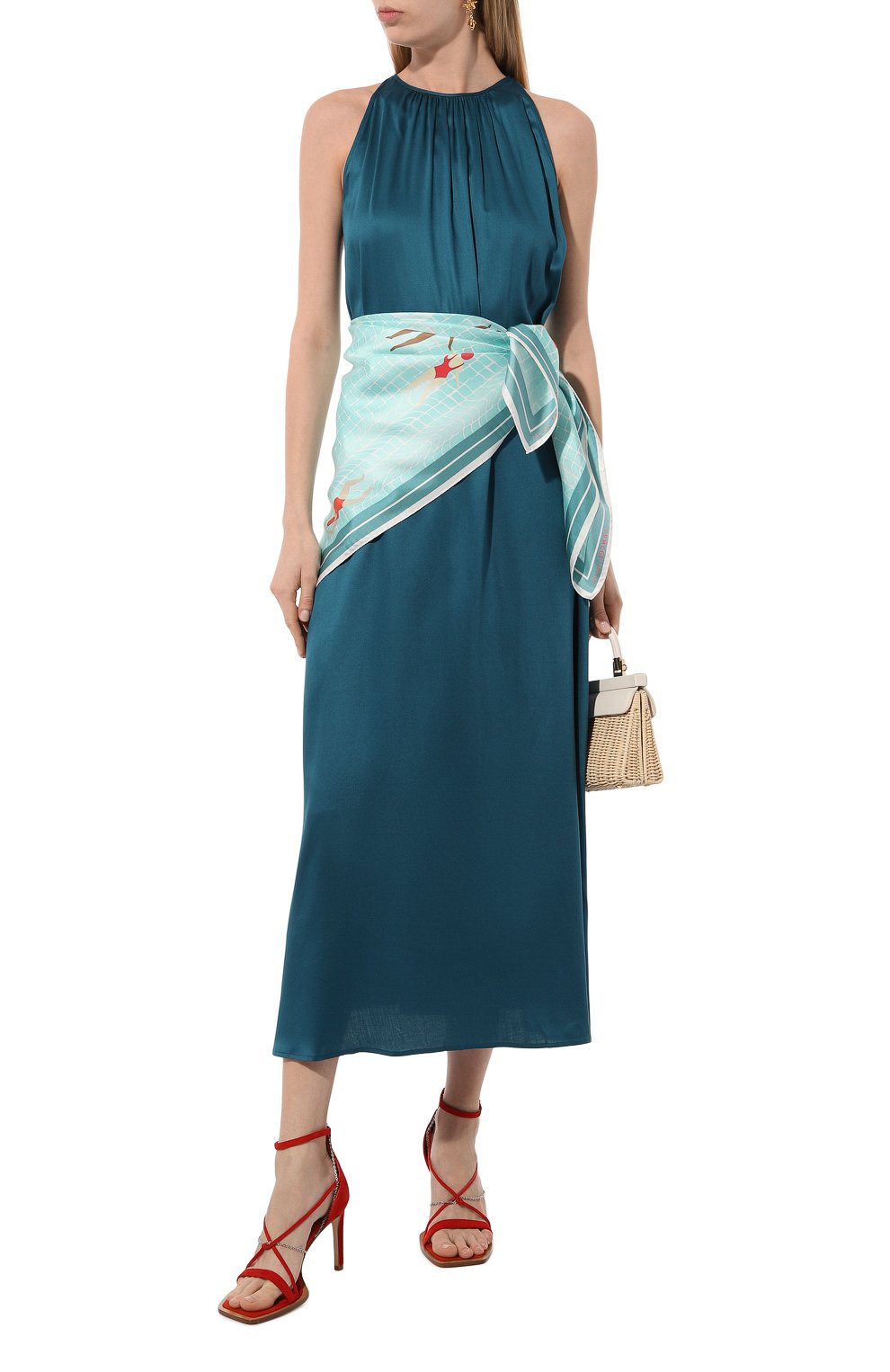 Шелковый платок LANCEL бирюзового цвета по цене 23700 руб., арт. A12914, фото 2 Шелковый платок LANCEL, арт. A12914, фото 2