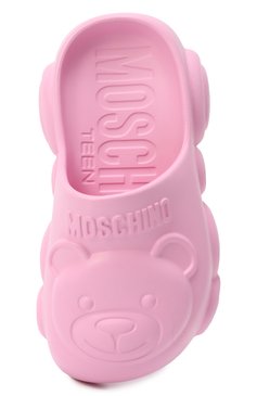 Детский шлепанцы MOSCHINO розового цвета, арт. 80634/VAR2/24-27 | Фото 4 (Материал внешний: Экокожа; Материал внутренний: Текстиль; Нос: Не проставлено; Тематический товар: Teddy Bear)
