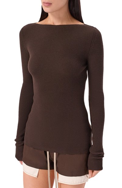 Шерстяной пуловер RICK OWENS коричневого цвета по цене 75300 руб., арт. RP02F5683/RIBM, фото 3 Шерстяной пуловер RICK OWENS, арт. RP02F5683/RIBM, фото 3