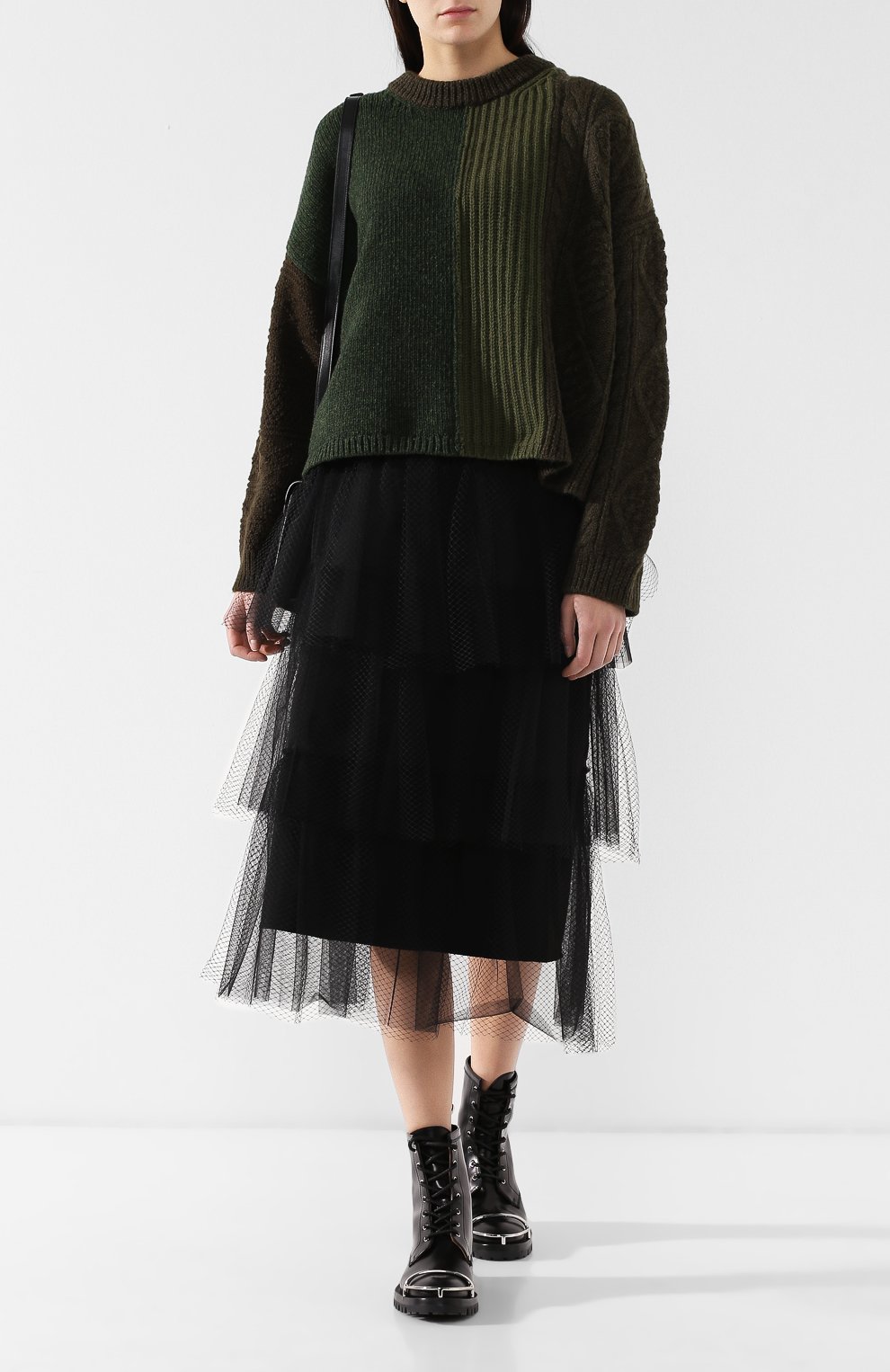 Многоярусная юбка-миди BURBERRY черного цвета по цене 156000 руб., арт. 8003484, фото 2 Многоярусная юбка-миди BURBERRY, арт. 8003484, фото 2